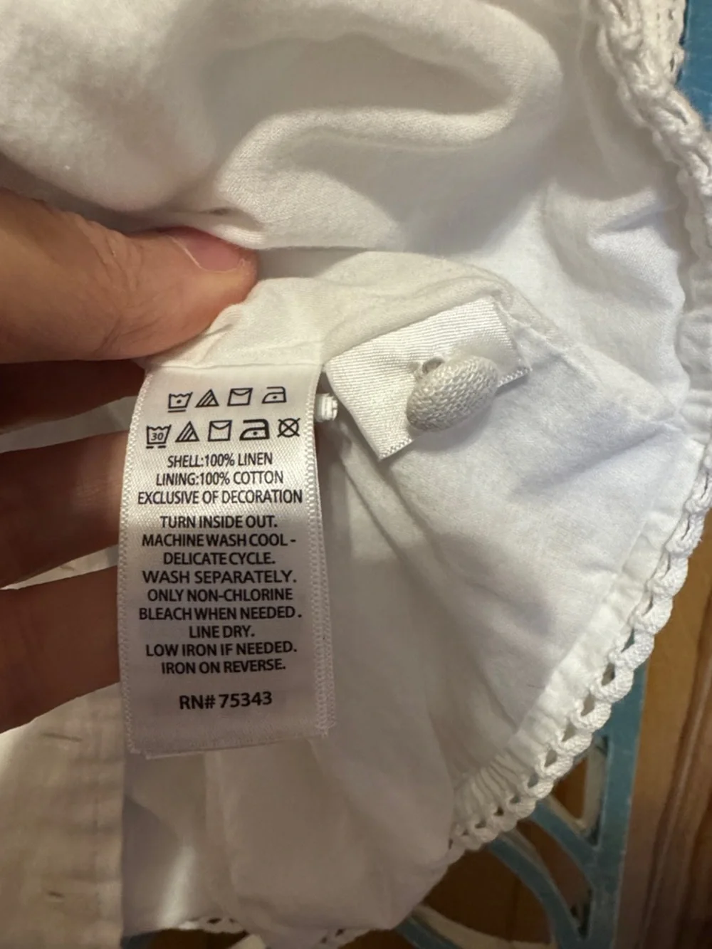 Laura Ashley White Linen button front and tie back vest - Picture 4 of 5